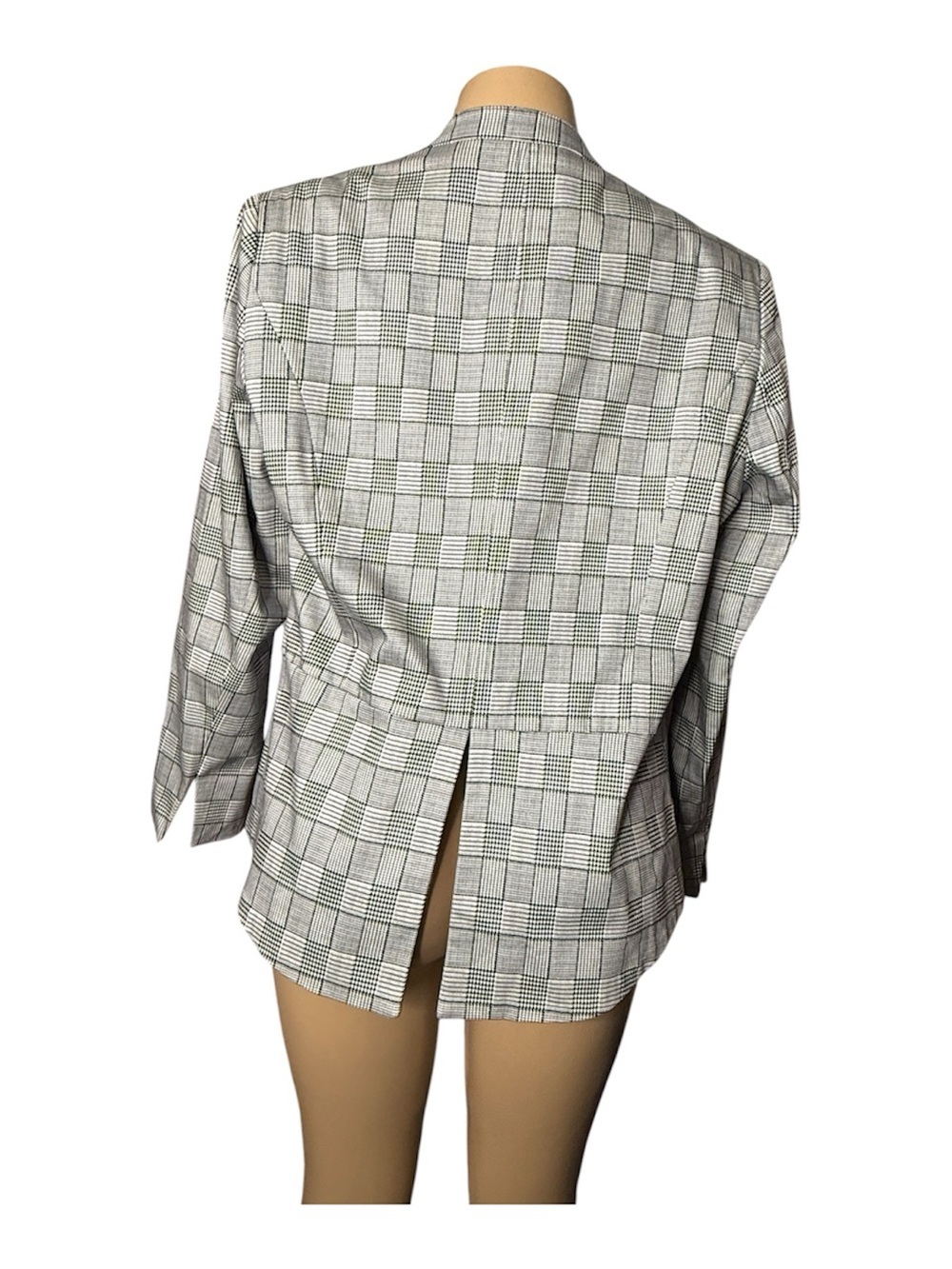 Neiman Marcus Gray Plaid Open Front Blazer Women's Size Medium - Picture 3 of 4